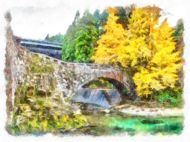 Illustrated Futamata Bridge
