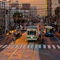 Streetcar and sunset　熊本の市電のある夕景